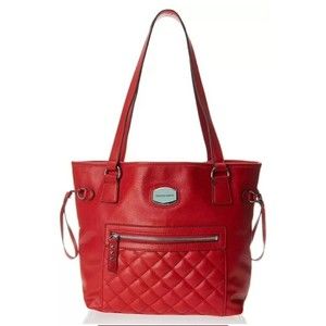 FRANCO SARTO RED  Dallas Quilted Tote Bag New With Tags Double Shoulder Straps